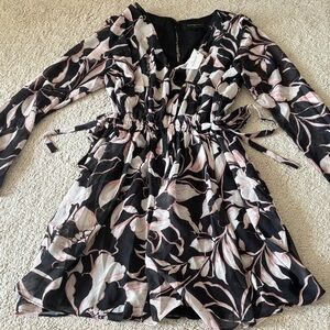 Banana Republic Black and Pink Floral Dress xxs petite